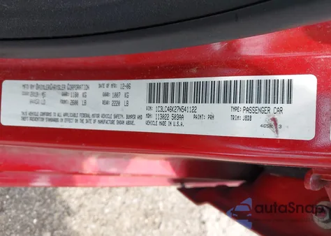 2007 Chrysler Sebring из США, поврежденный, VIN 1C3LC46K27N541122